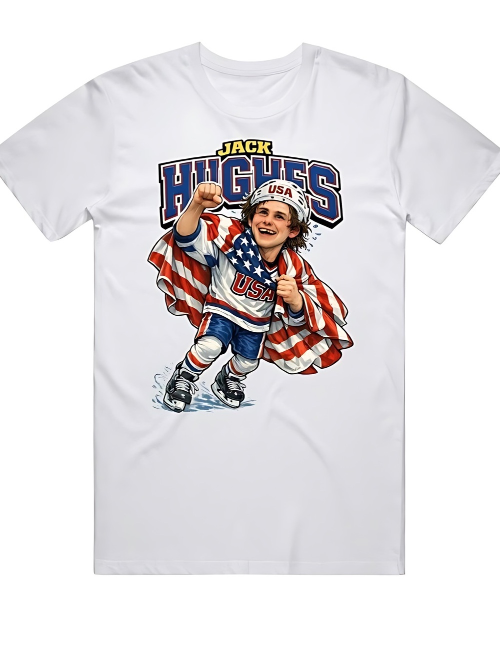 Hockey Usa Golden Goal Jack Hughes Gift Idea Caricature T Shirt 90